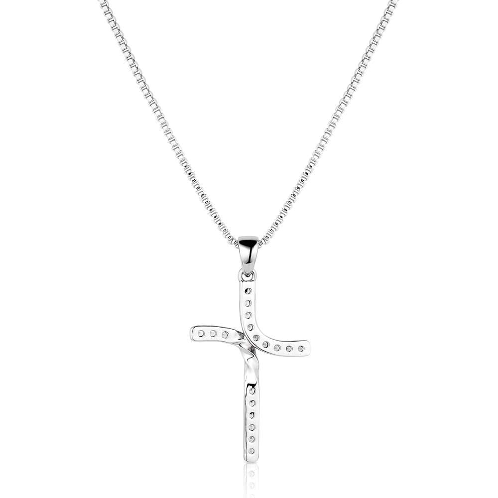 Montana Silversmiths NC6228 Necklace, Bend But Don't Break Cross, Cubic Zirconia Crystal, Brass
