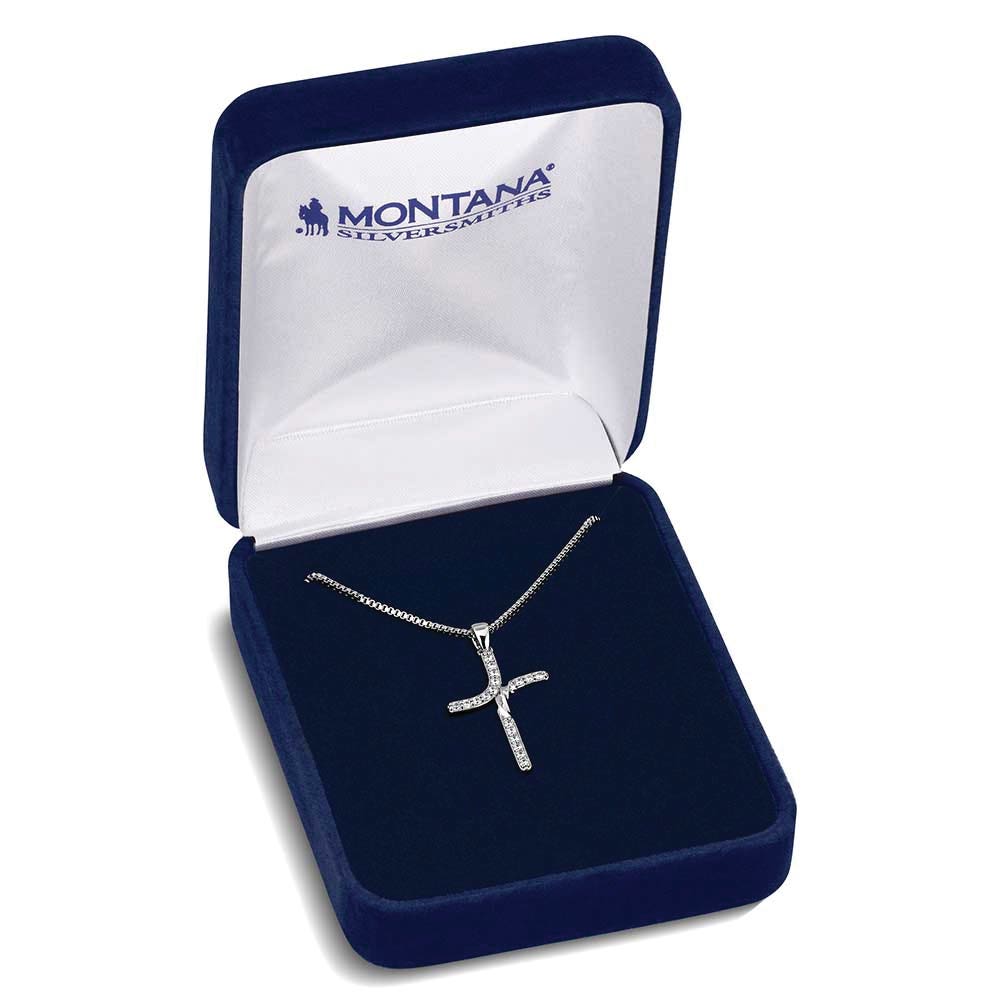 Montana Silversmiths NC6228 Necklace, Bend But Don't Break Cross, Cubic Zirconia Crystal, Brass