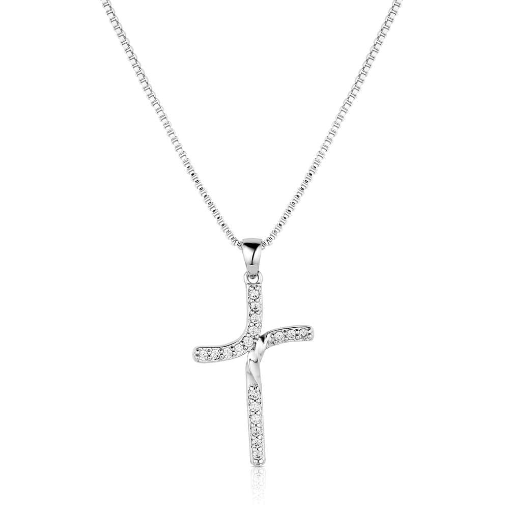 Montana Silversmiths NC6228 Necklace, Bend But Don't Break Cross, Cubic Zirconia Crystal, Brass