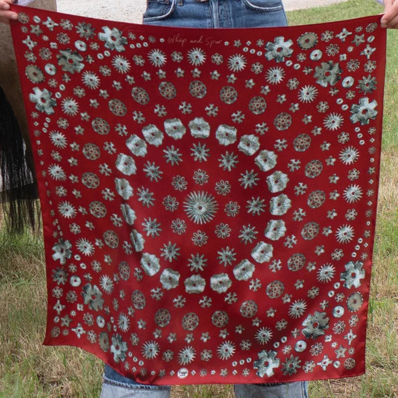 Fringe Scarves Whip and Spur Silk Scarf, Red, L