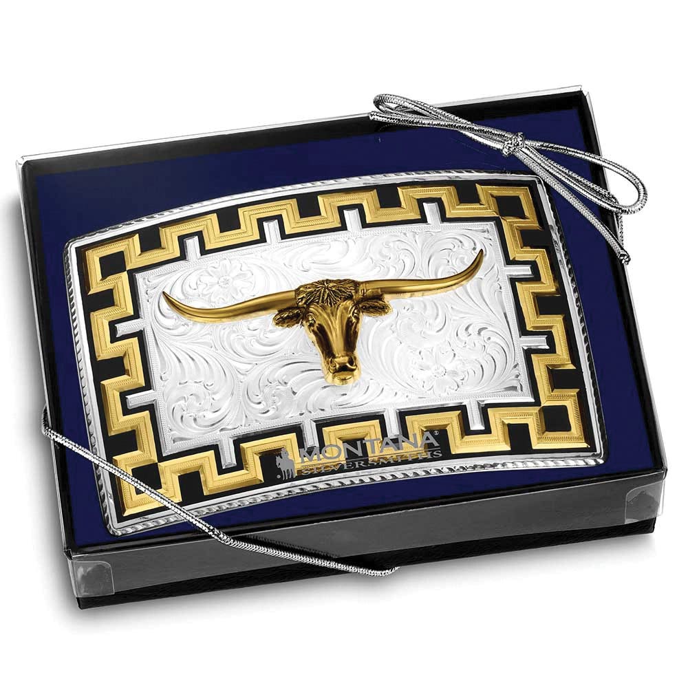 Montana Silversmiths Honor & Grit Longhorn Square Belt Buckle