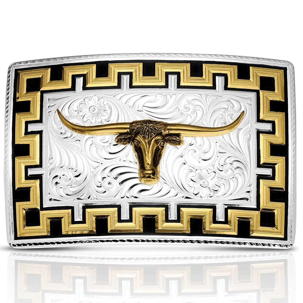 Montana Silversmiths Honor & Grit Longhorn Square Belt Buckle