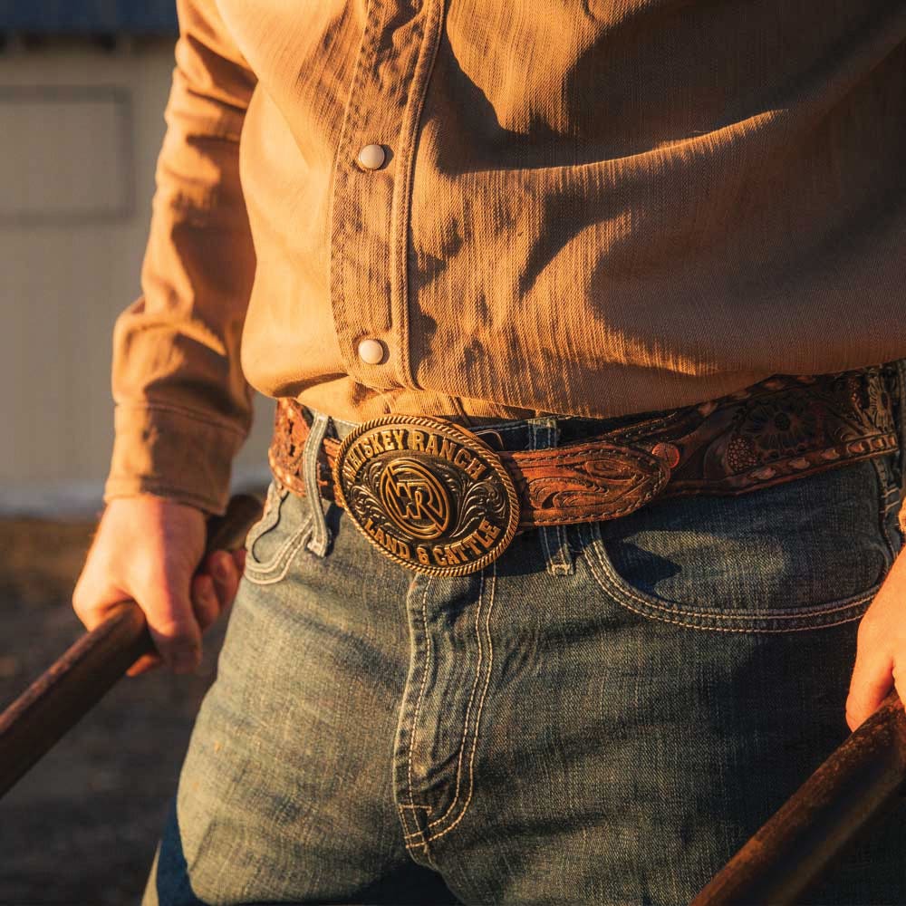 Montana Silversmiths Classic Whiskey Ranch Gold Belt Buckle