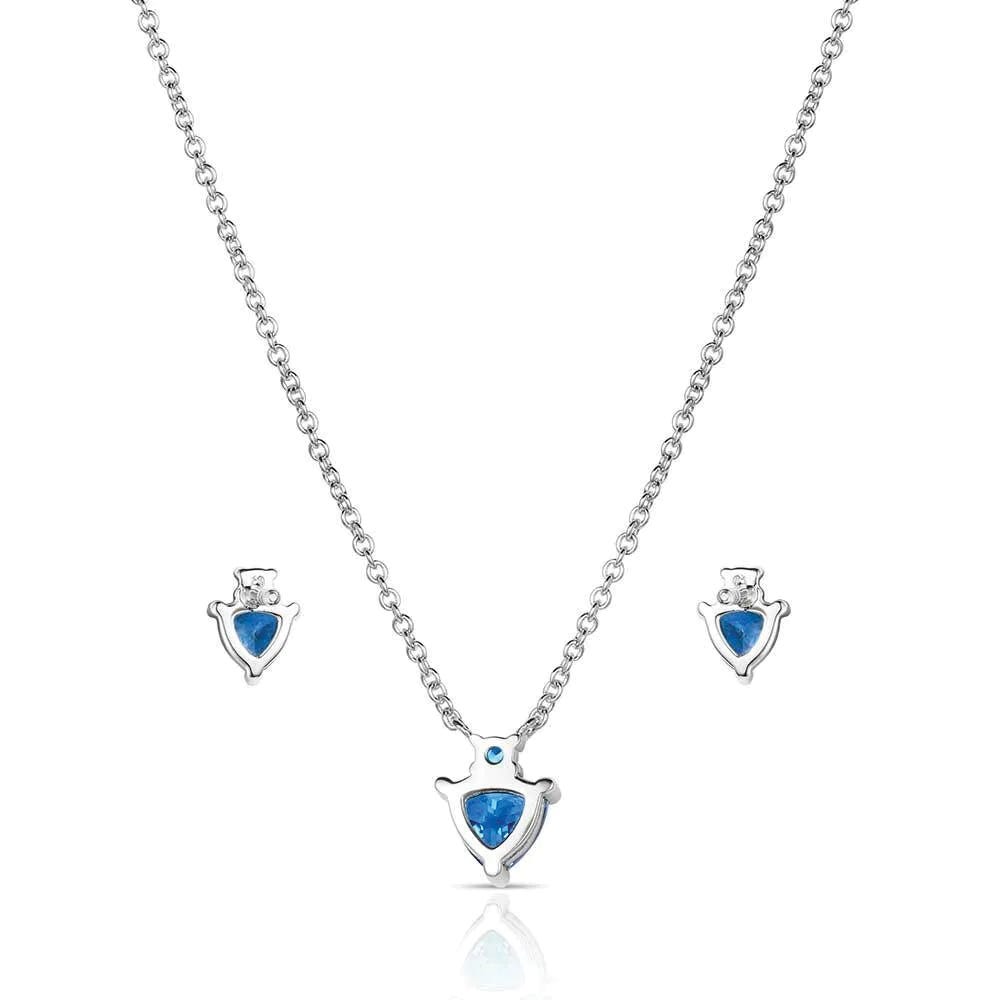 Montana Silversmiths JS6299 Jewelry Set, Zirconia Crystal, Blue/Clear, Brass/Stainless Steel