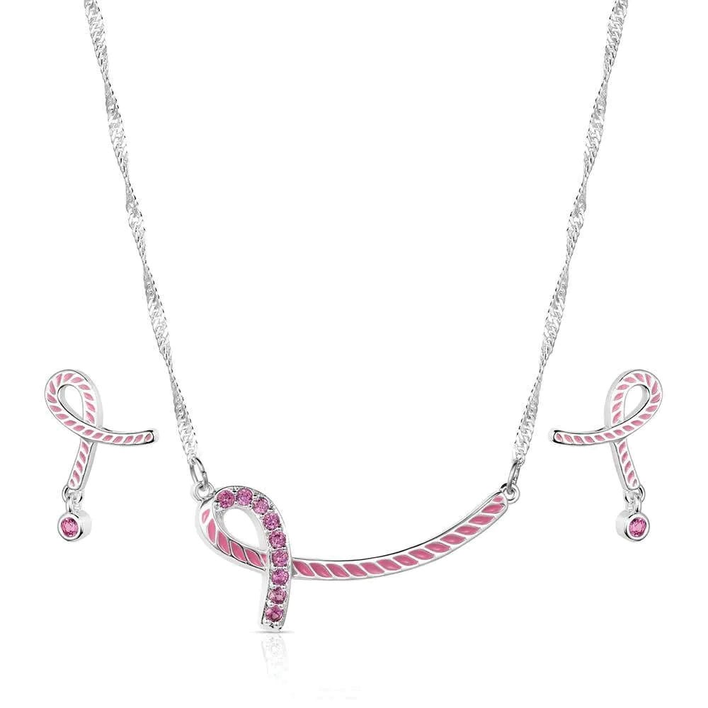 Montana Silversmiths JS6339TWP Jewelry Set, Zirconia Crystal, Pink, Brass/Stainless Steel