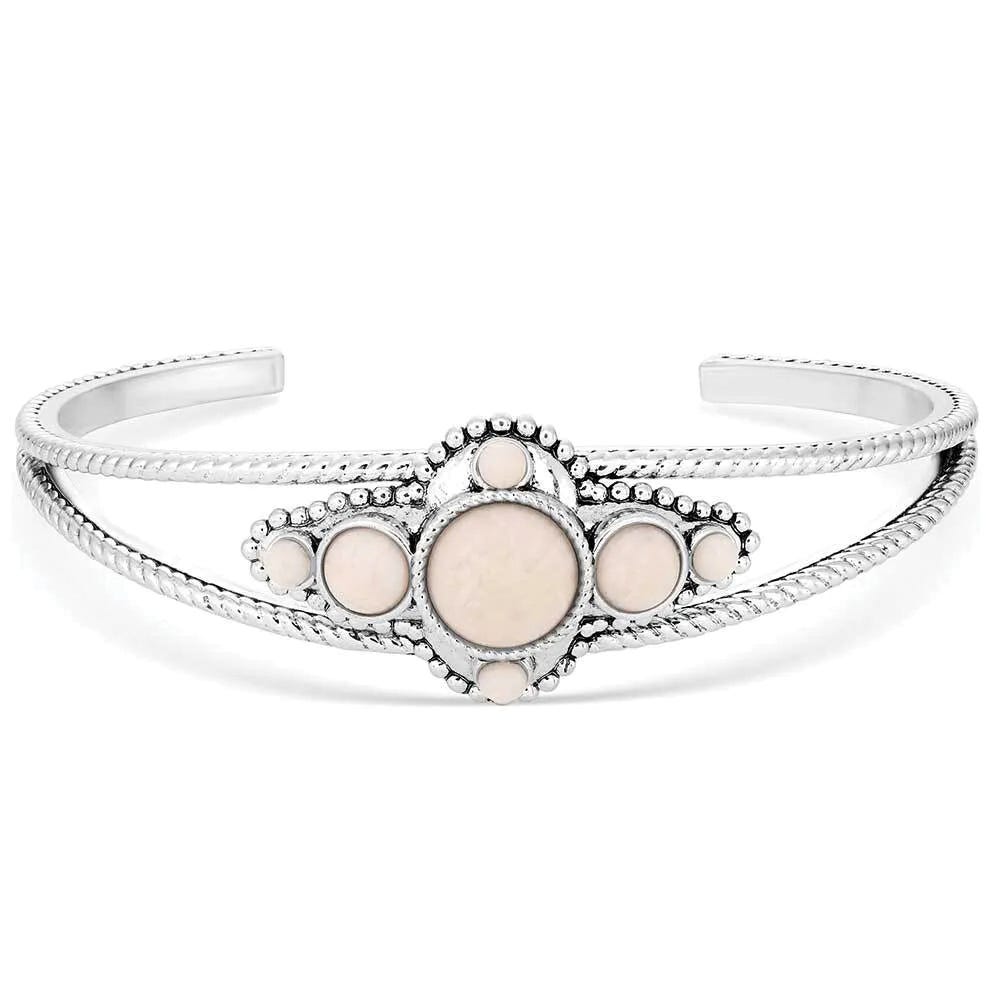 Montana Silversmiths BC6198 Cuff Bracelet, One-Size, Open Cut, Twisted Rope, Howlite, White, Brass