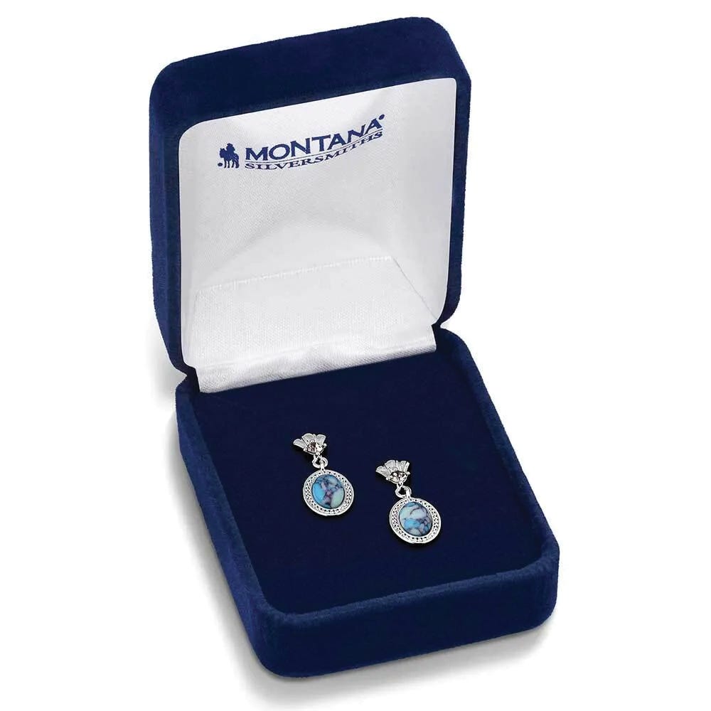 Montana Silversmiths ER6205 Earrings, Turquoise, Zirconia Crystal, Brass/Stainless Steel