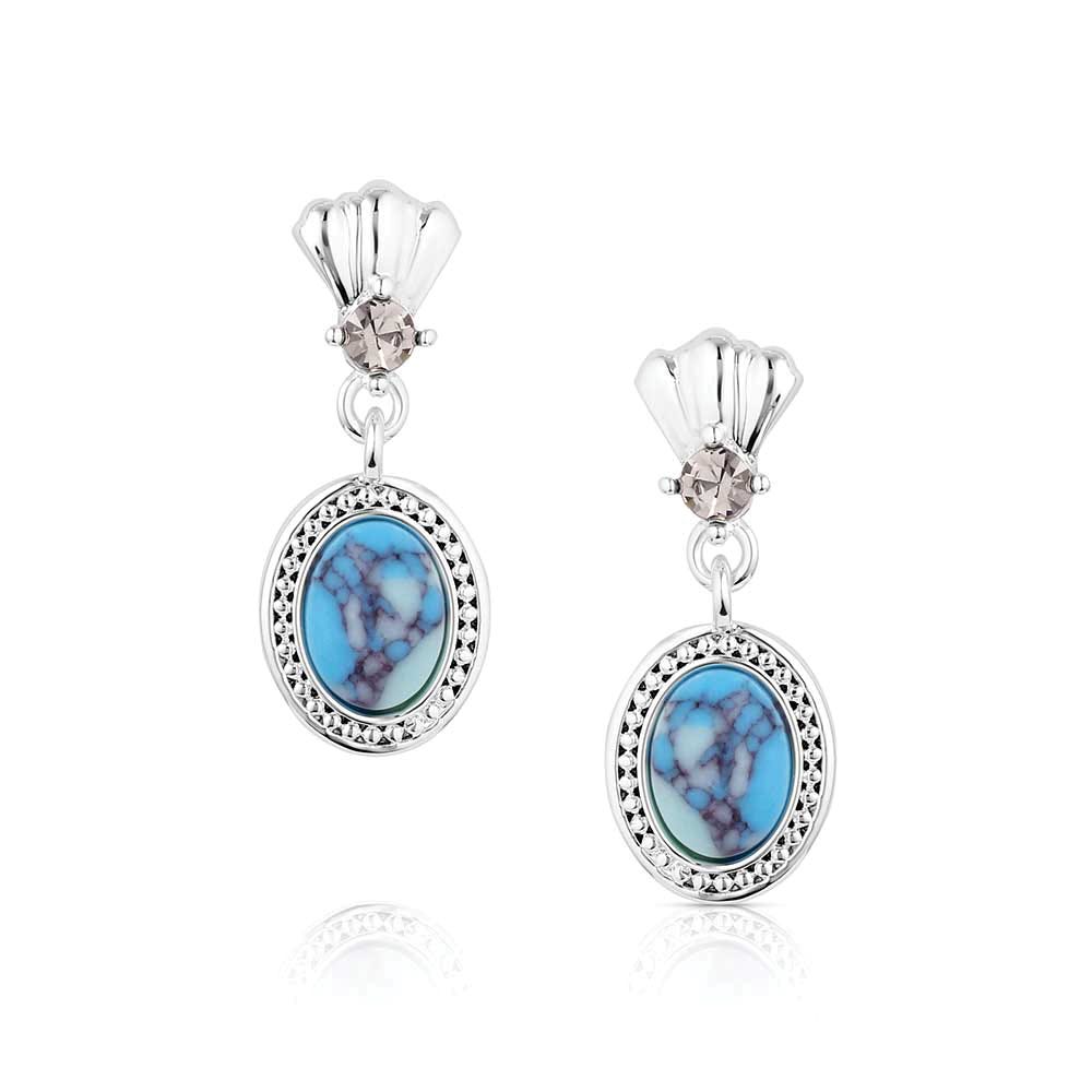 Montana Silversmiths ER6205 Earrings, Turquoise, Zirconia Crystal, Brass/Stainless Steel