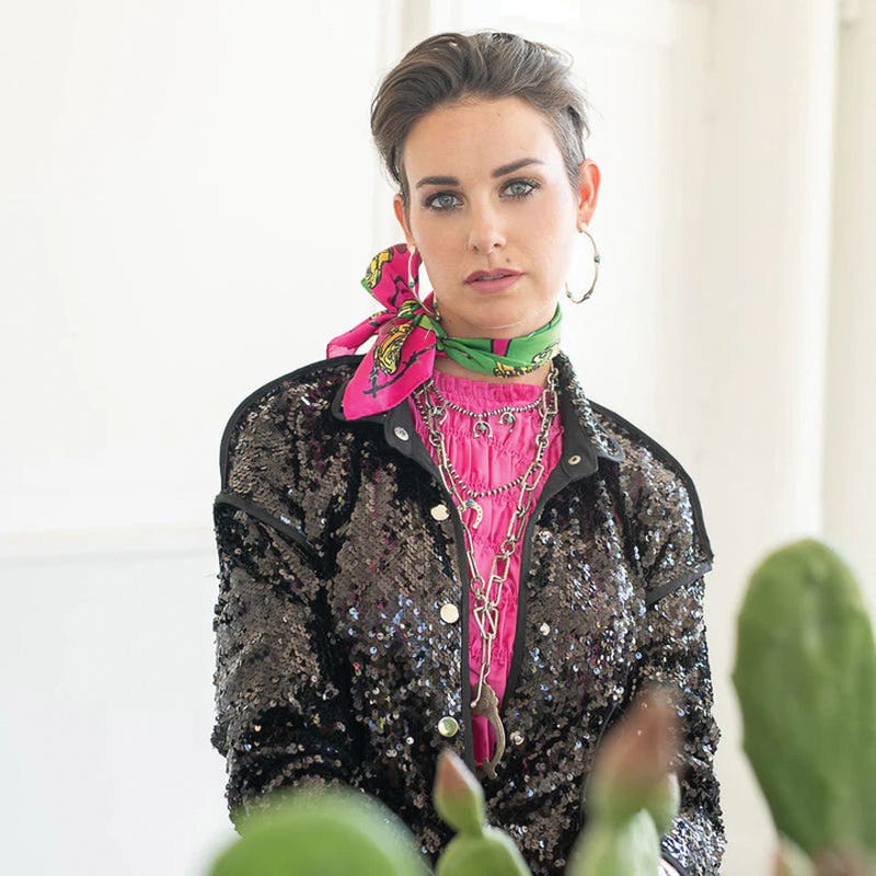 Fringe Scarves Be Pearful Scarf, Hot Pink, S