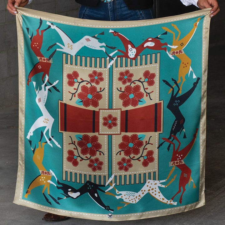 Fringe Scarves Journey Silk Scarf, Turquoise, L