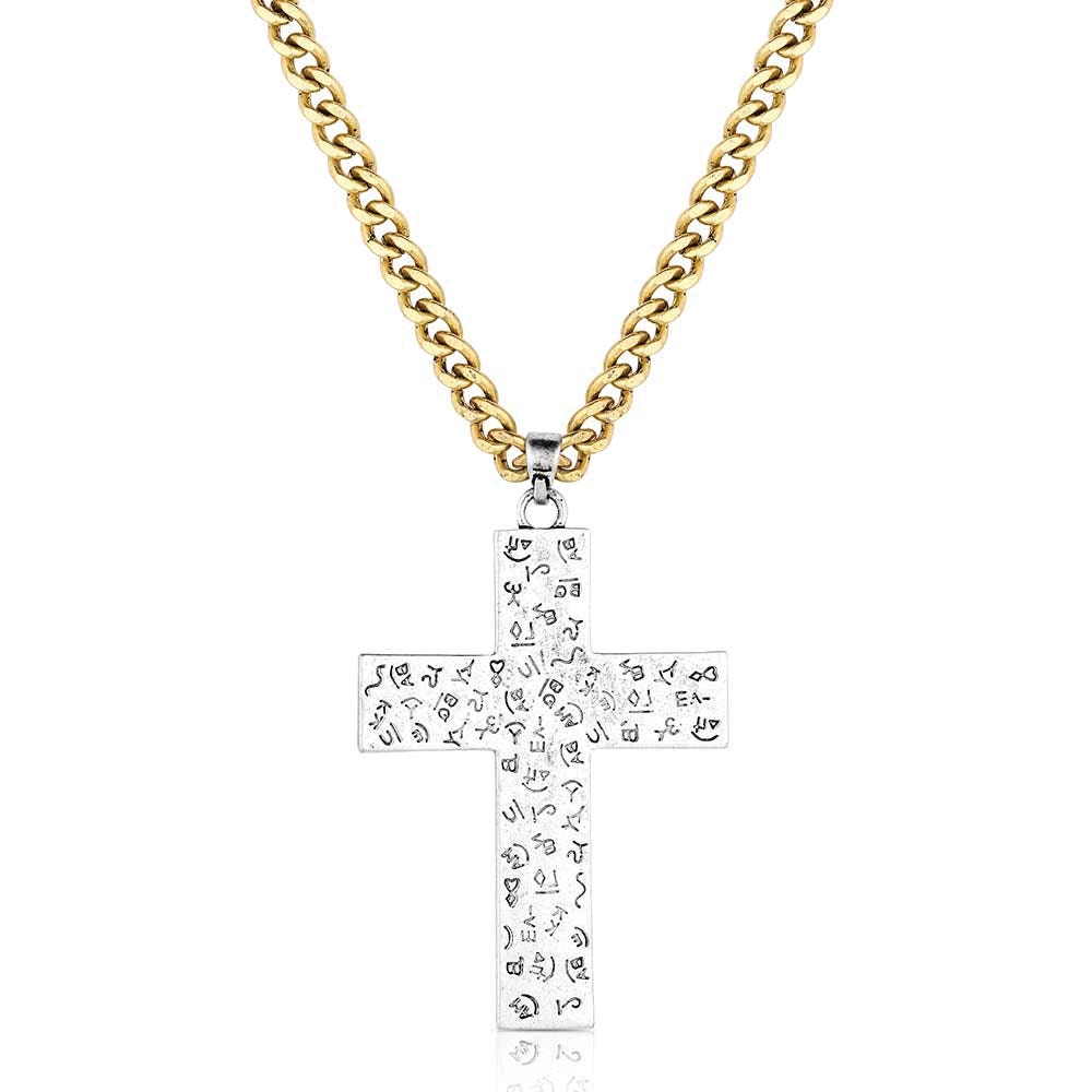Montana Silversmiths NC6183 Necklace, Faithful Tradition Cross, Brass