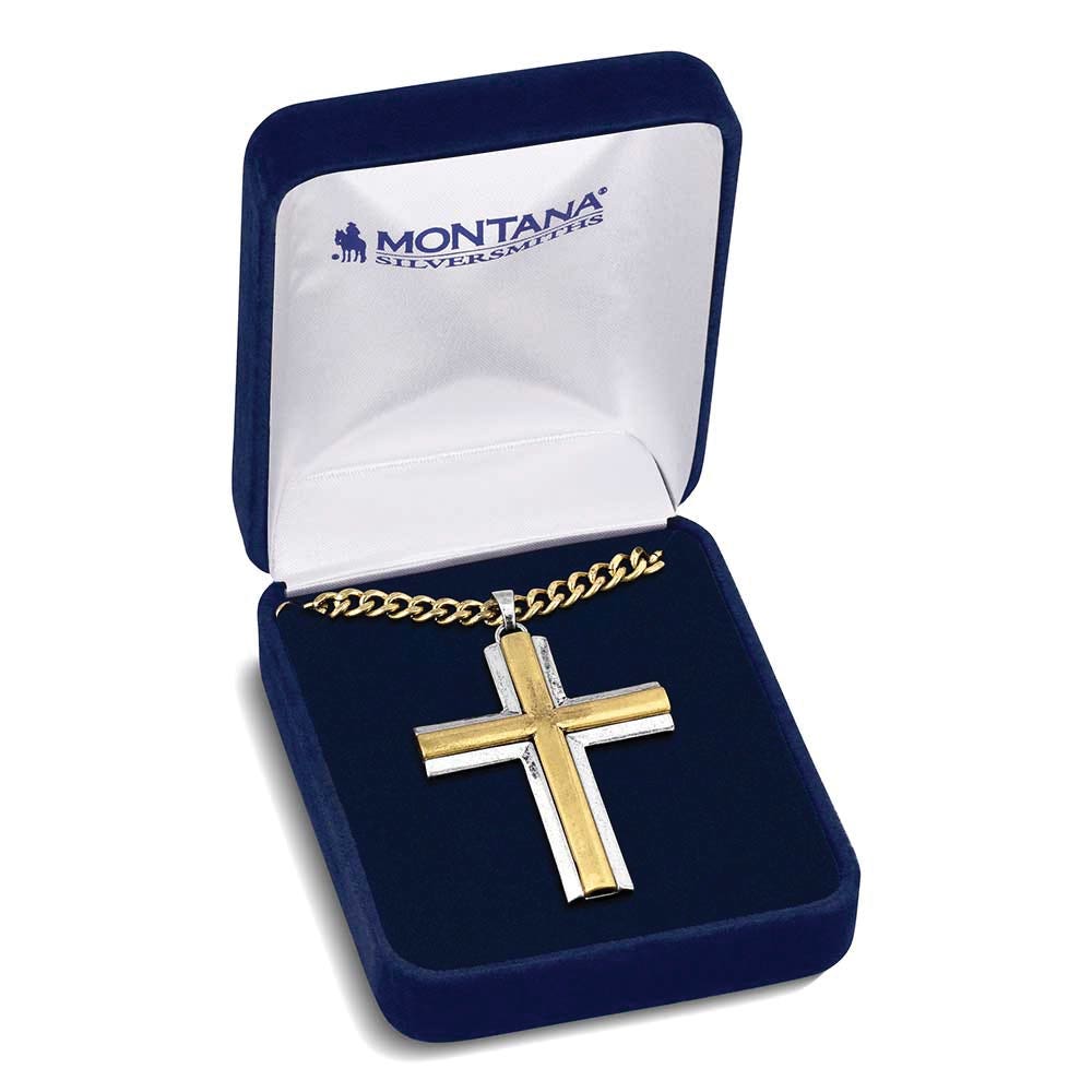 Montana Silversmiths NC6183 Necklace, Faithful Tradition Cross, Brass