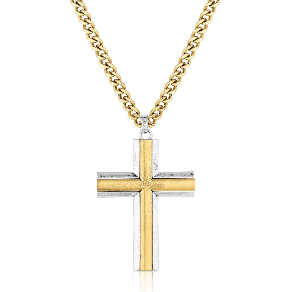 Montana Silversmiths NC6183 Necklace, Faithful Tradition Cross, Brass