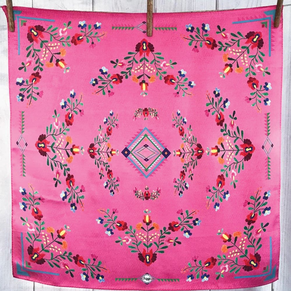 Fringe Scarves Fiesta Silk Scarf, Hot Pink, S