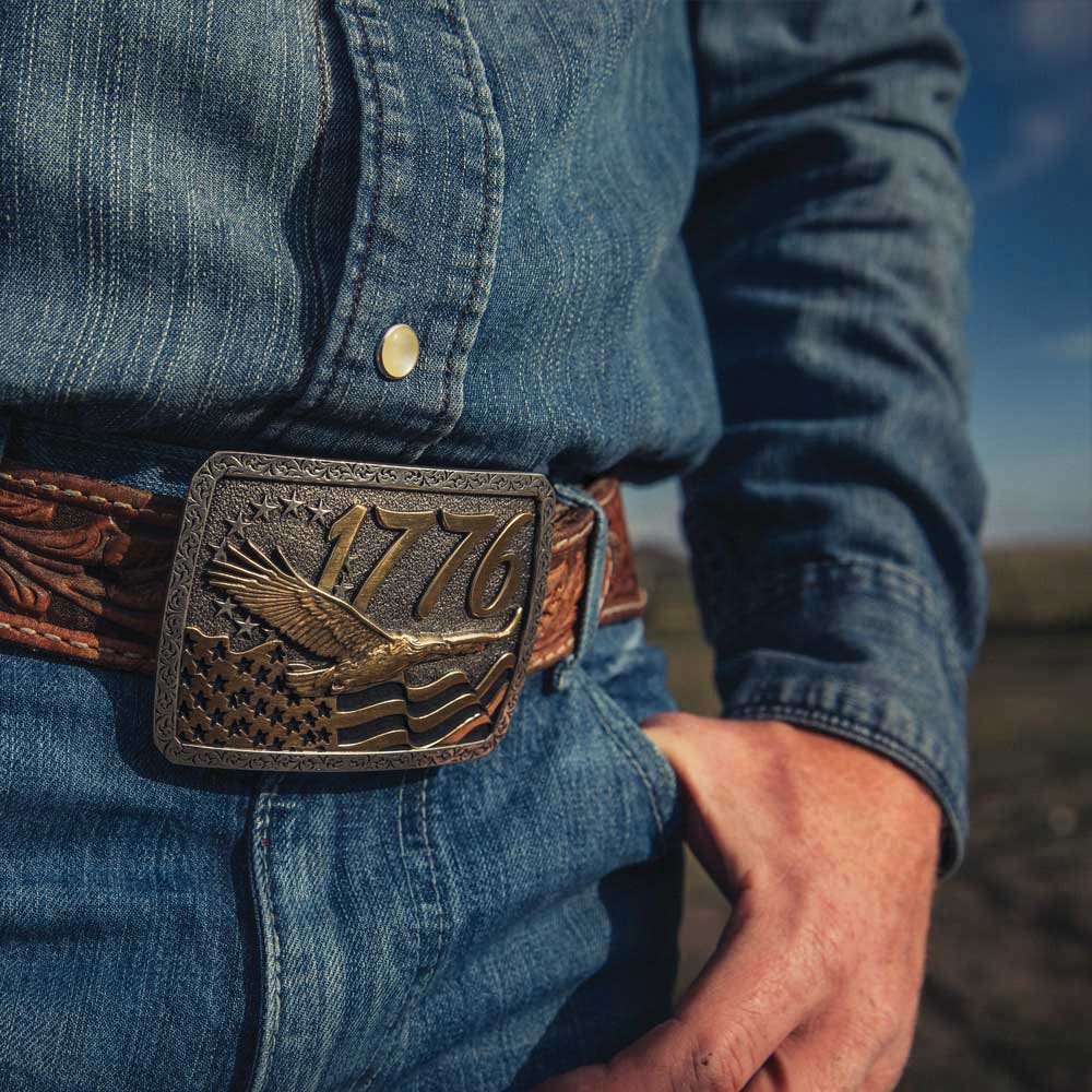 Montana Silversmiths Independent Since 1776 Square Belt Buckle
