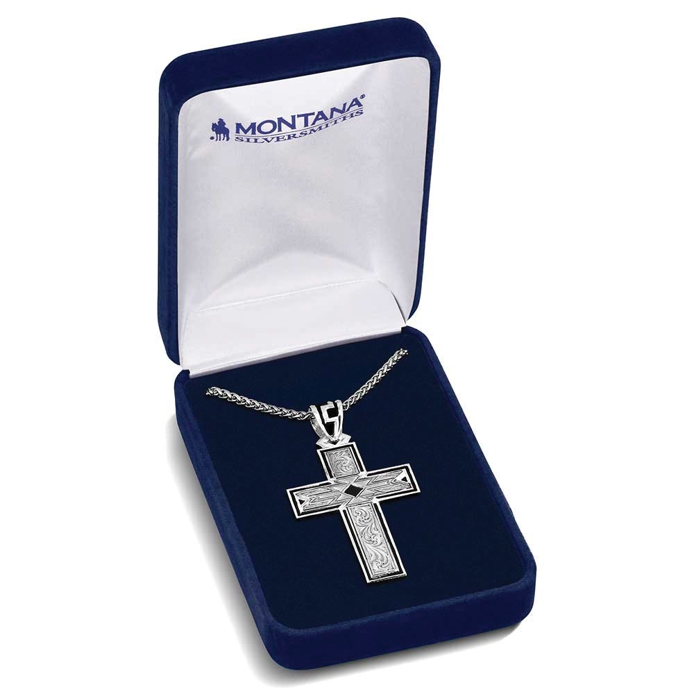 Montana Silversmiths NC6171 Necklace, Men's, Southwest Horizon Cross, Brass
