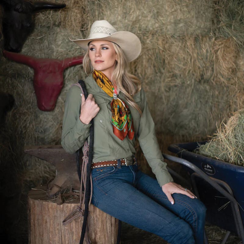 Fringe Scarves Comic Cowboy Scarf, S, Silk, Multi-Color