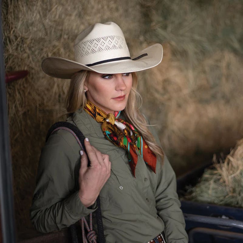 Fringe Scarves Comic Cowboy Scarf, S, Silk, Multi-Color