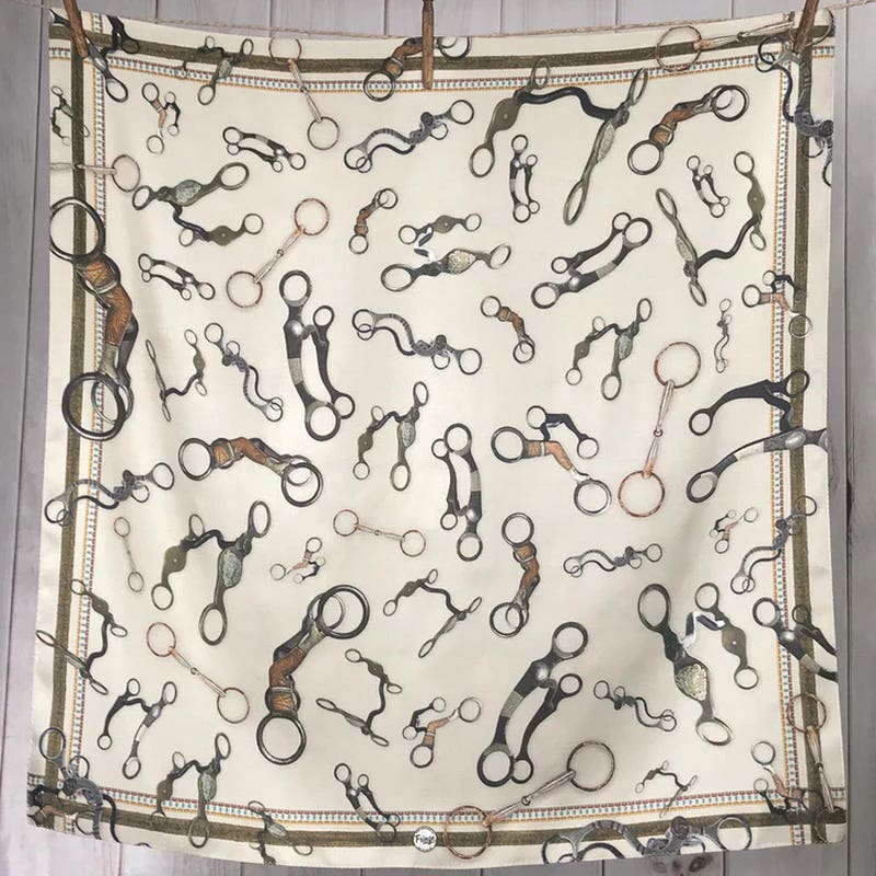 Fringe Scarves Bits Silk Scarf, Bone, L