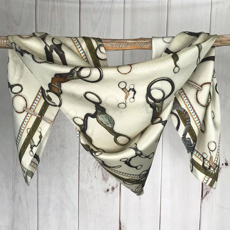 Fringe Scarves Bits Silk Scarf, Bone, L