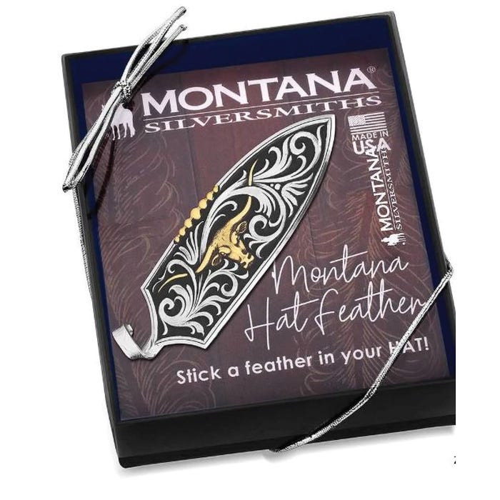 Montana Silversmiths HF6148 Hat Feather, Brass, Gold/Silver