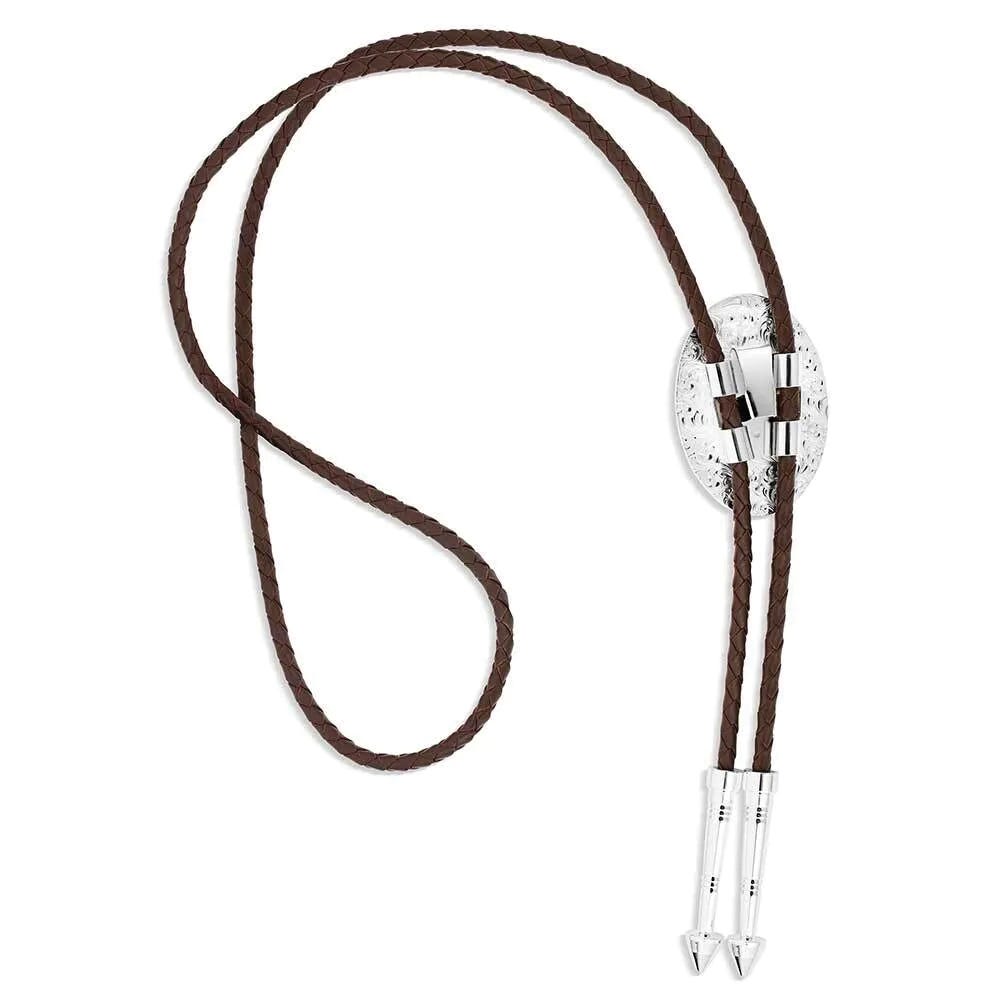 Montana Silversmiths BT6146TQ Bolo Tie, Engraved, Turquoise, Brass/Leather