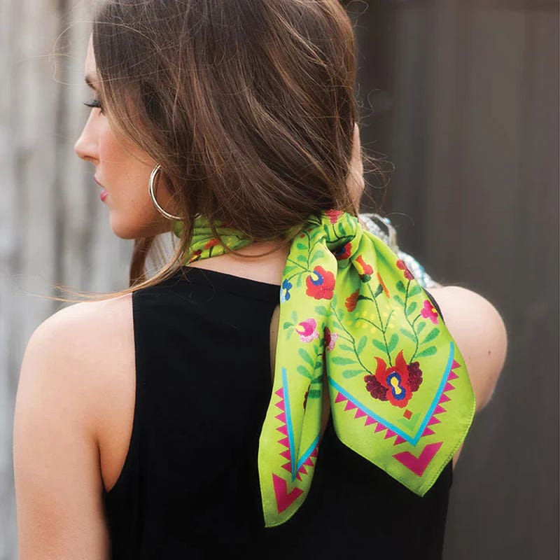 Fringe Scarves Fiesta Silk Scarf, Neon Green, S
