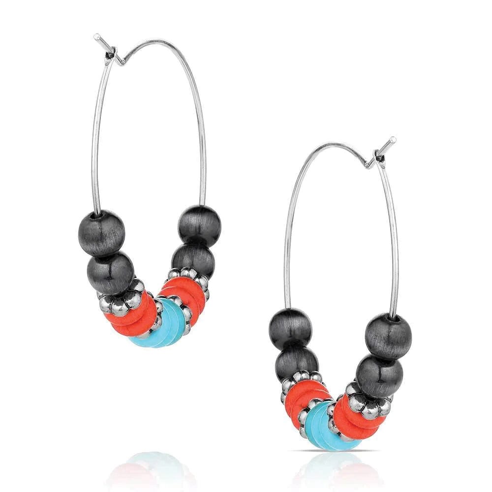 Montana Silversmiths AER6246 Earrings, Bead, Coral/Turquoise, Zinc Alloy