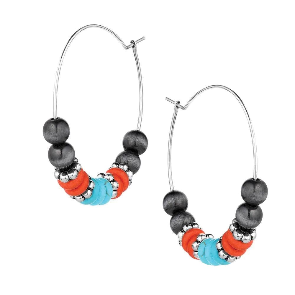 Montana Silversmiths AER6246 Earrings, Bead, Coral/Turquoise, Zinc Alloy