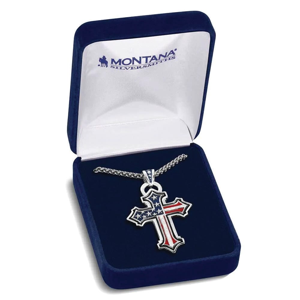 Montana Silversmiths AMNC6174 Necklace, Men's, American Flag, Brass