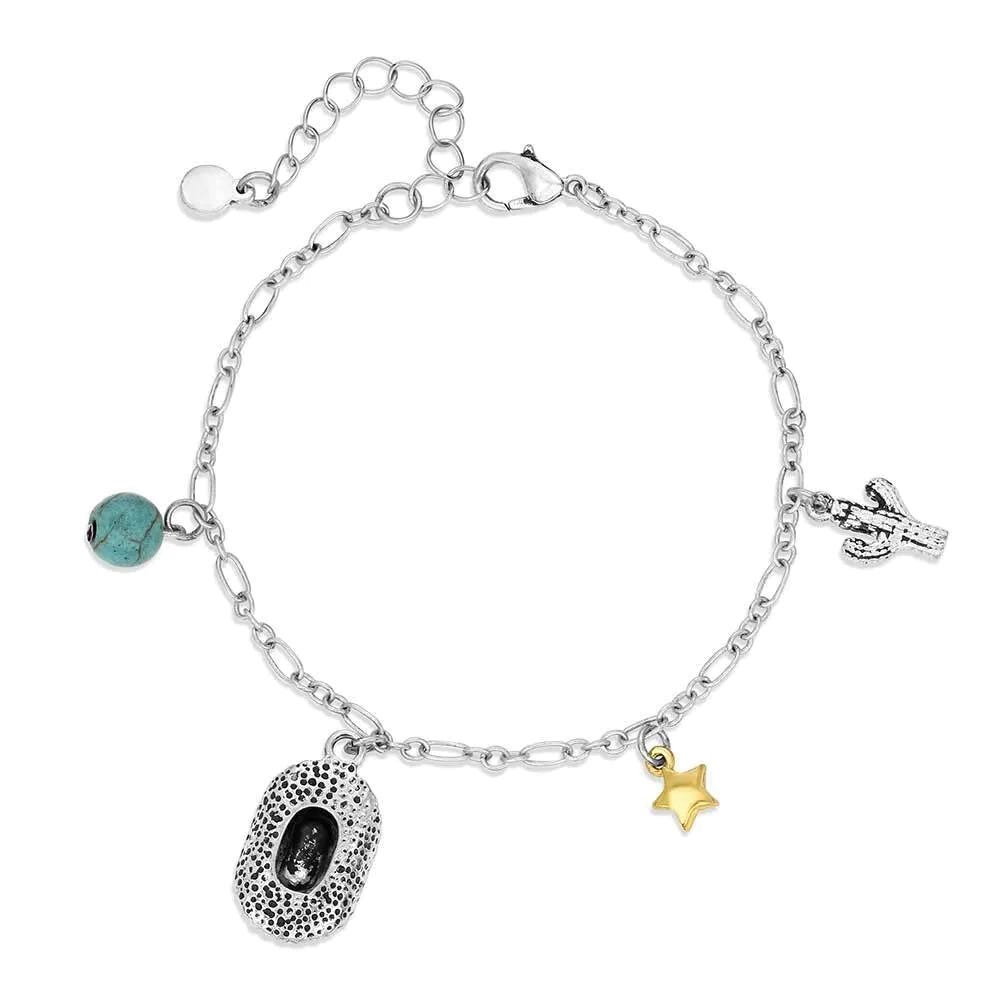 Montana Silversmiths ABC6256 Bracelet, Bead, Zirconia Crystal, Turquoise, Zinc Alloy