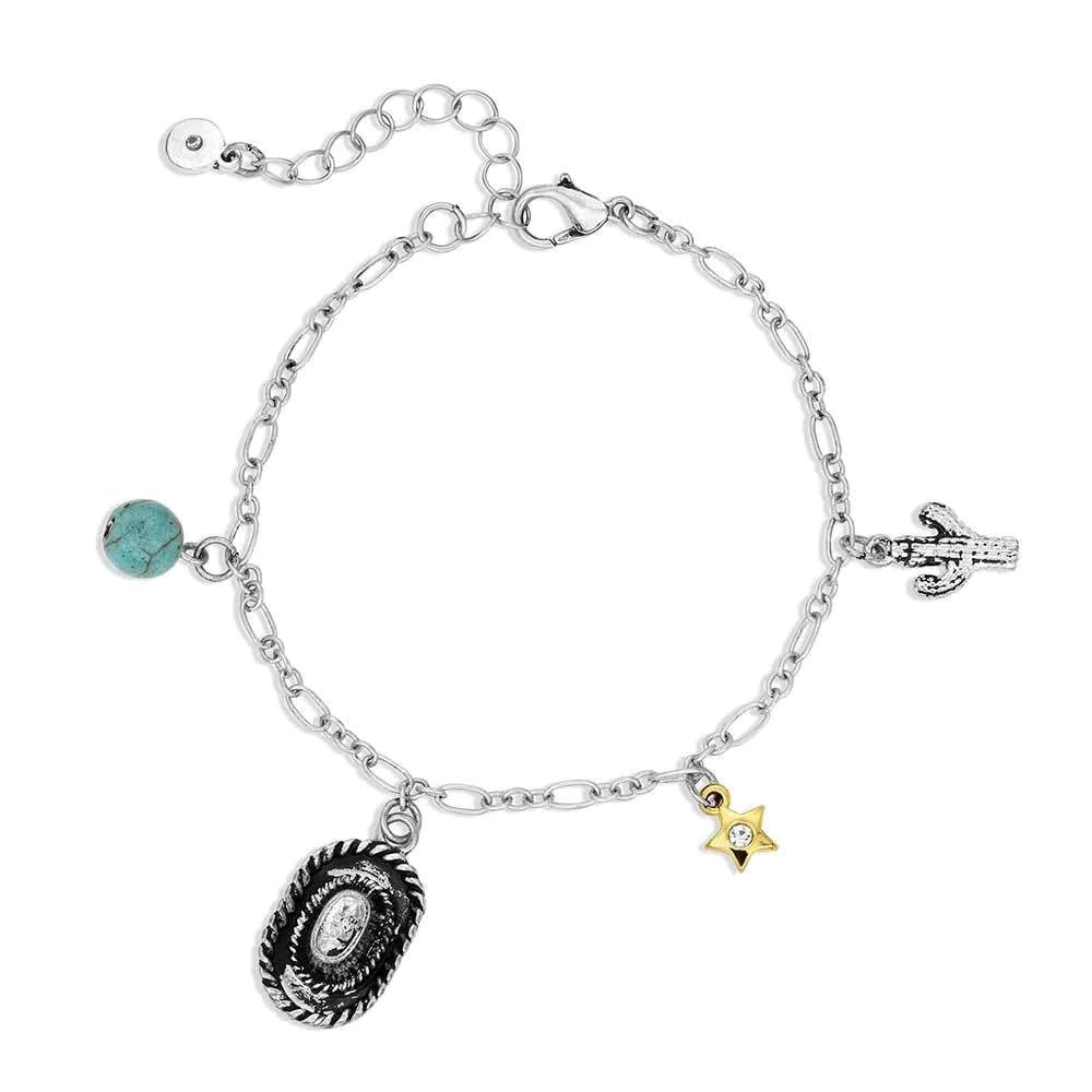 Montana Silversmiths ABC6256 Bracelet, Bead, Zirconia Crystal, Turquoise, Zinc Alloy