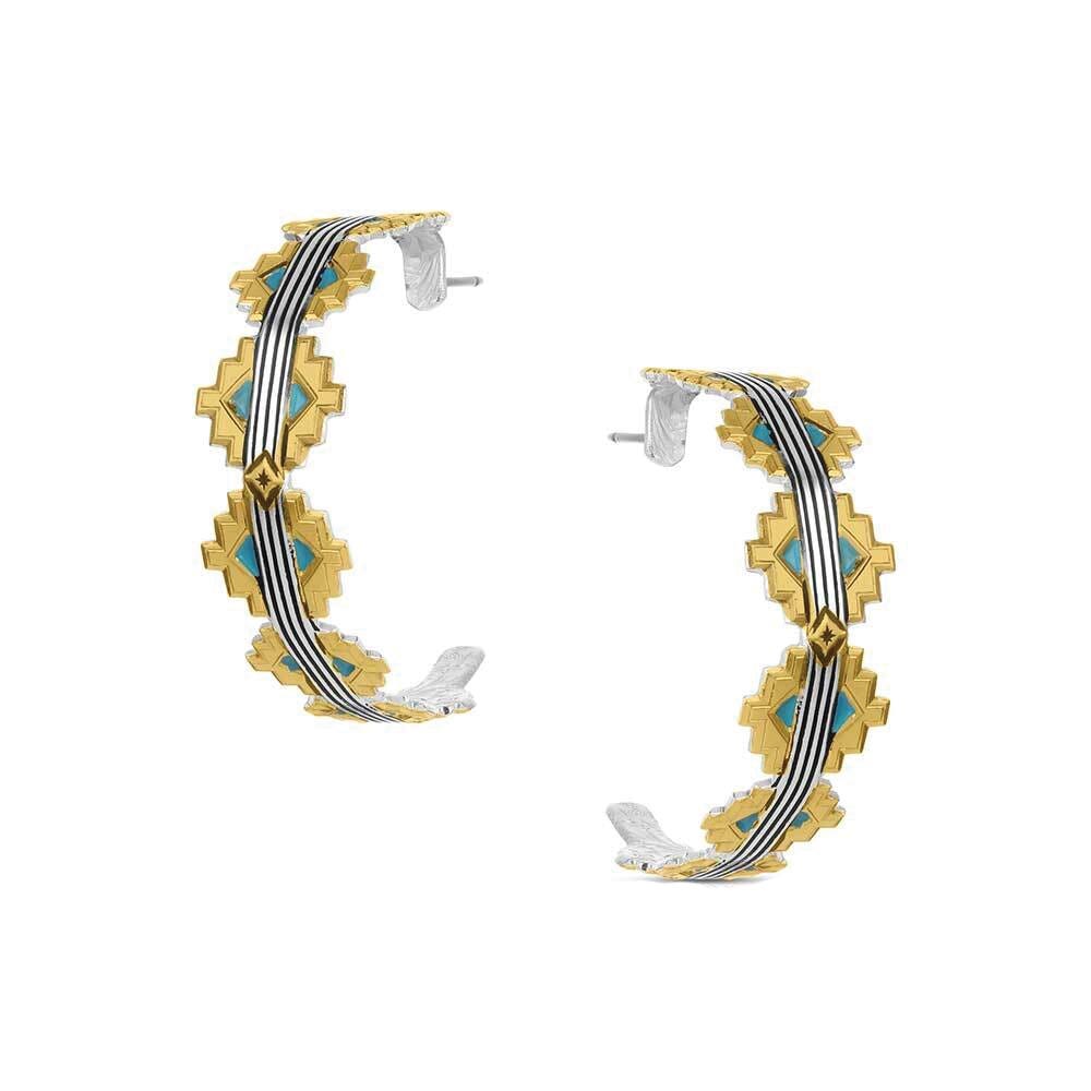 Montana Silversmiths ER6154 Earrings, Engraved, Hoop, Brass/Stainless Steel