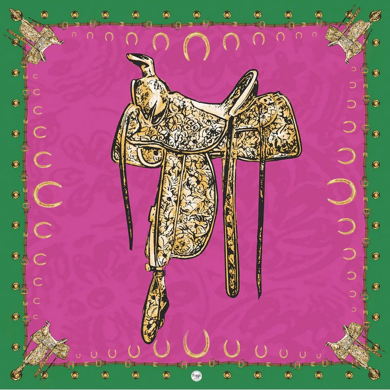 Fringe Scarves Saddle Up Silk Scarf, Hot Pink, L