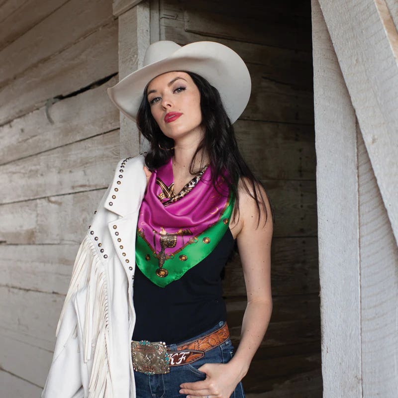 Fringe Scarves Saddle Up Silk Scarf, Hot Pink, L