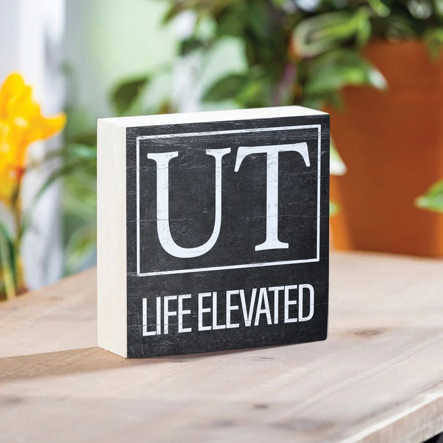 Evergreen Enterprises State Sign Block Utah Table Decor, Wood