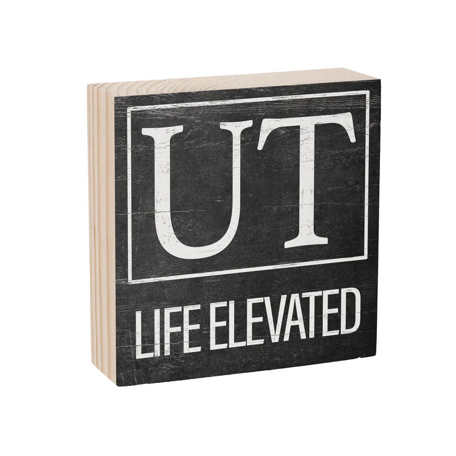 Evergreen Enterprises State Sign Block Utah Table Decor, Wood