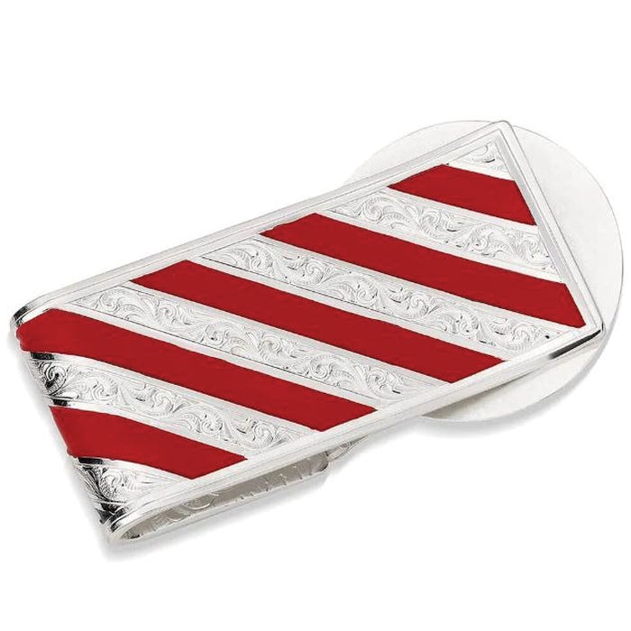 Montana Silversmiths American Made Liberty Hinged Money Clip, Brass, Deep Blue/Red/Silver