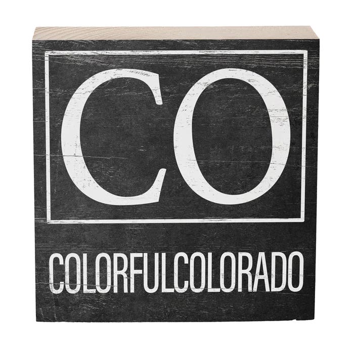 Evergreen Enterprises State Sign Block Colorado Table Decor, Wood