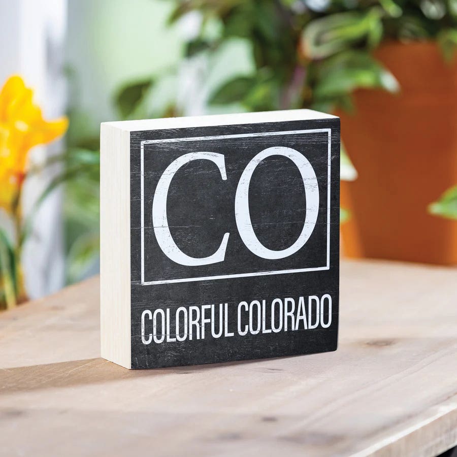 Evergreen Enterprises State Sign Block Colorado Table Decor, Wood