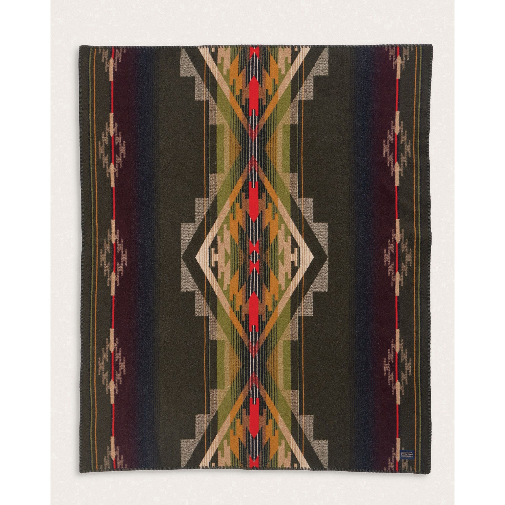 Pendleton ZF638-57341 Throw, 54 in L, 64 in W, Jacquard Pattern, Cotton/Wool, Tumalo