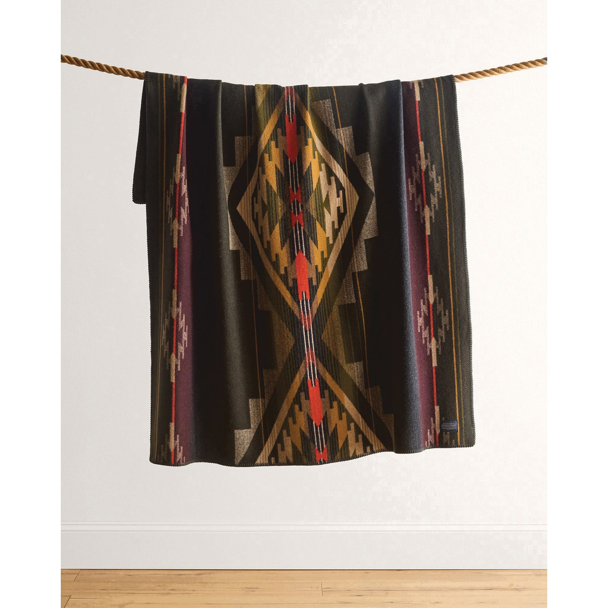 Pendleton ZF638-57341 Throw, 54 in L, 64 in W, Jacquard Pattern, Cotton/Wool, Tumalo