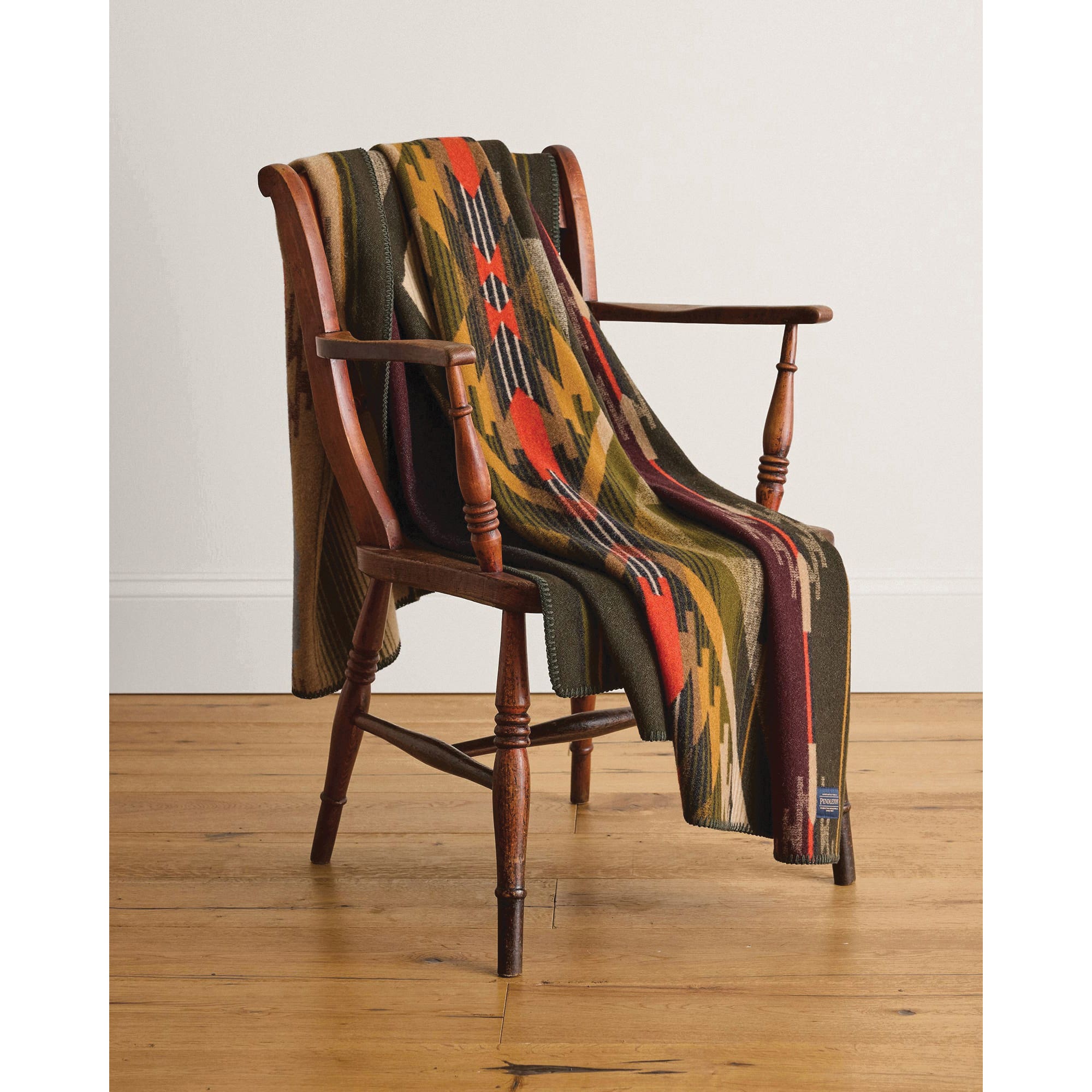 Pendleton ZF638-57341 Throw, 54 in L, 64 in W, Jacquard Pattern, Cotton/Wool, Tumalo