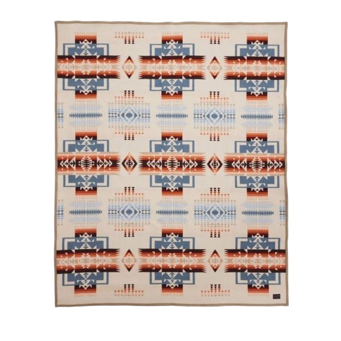 Pendleton ZD411-55184 Robe Blanket, 64 in L, 80 in W, Chief Joseph, Reversible Pattern, Cotton/Wool, Rosewood