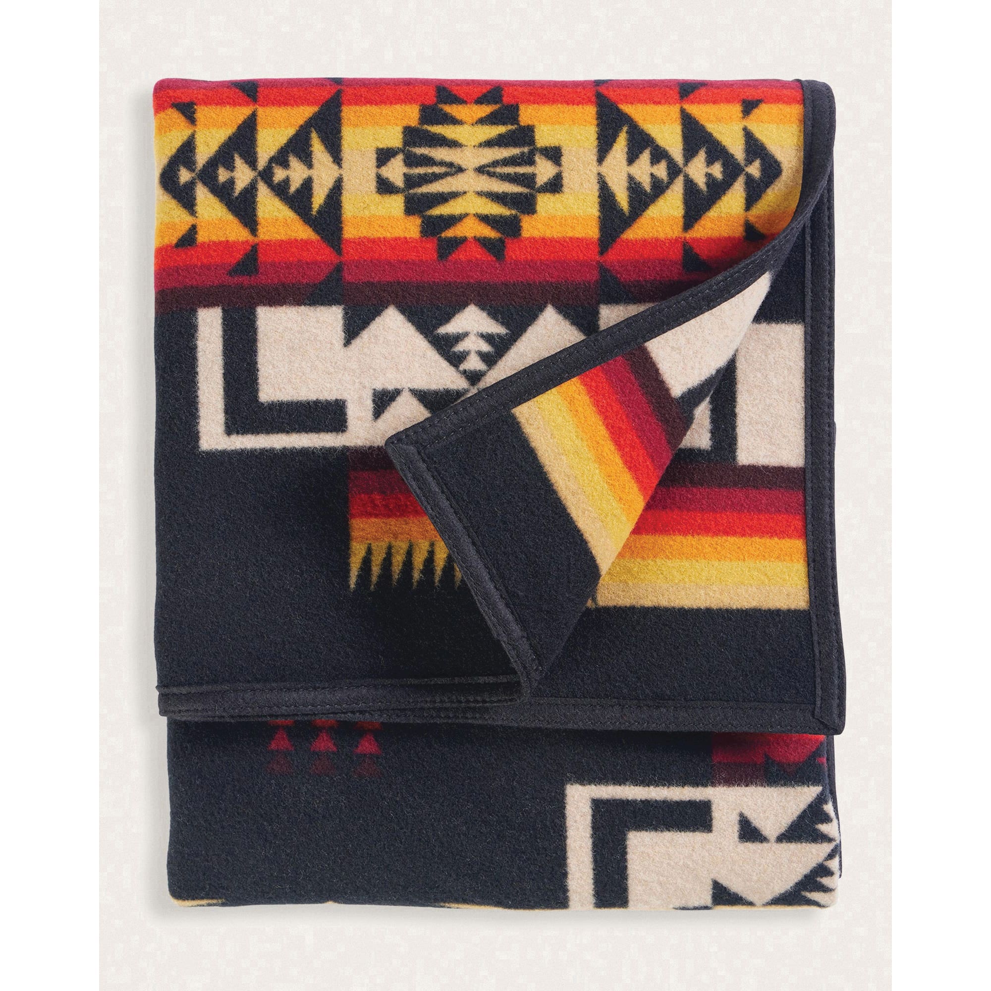 Pendleton ZD411-57324 Robe Blanket, 64 in L, 80 in W, Chief Joseph, Reversible Pattern, Cotton/Wool, Black