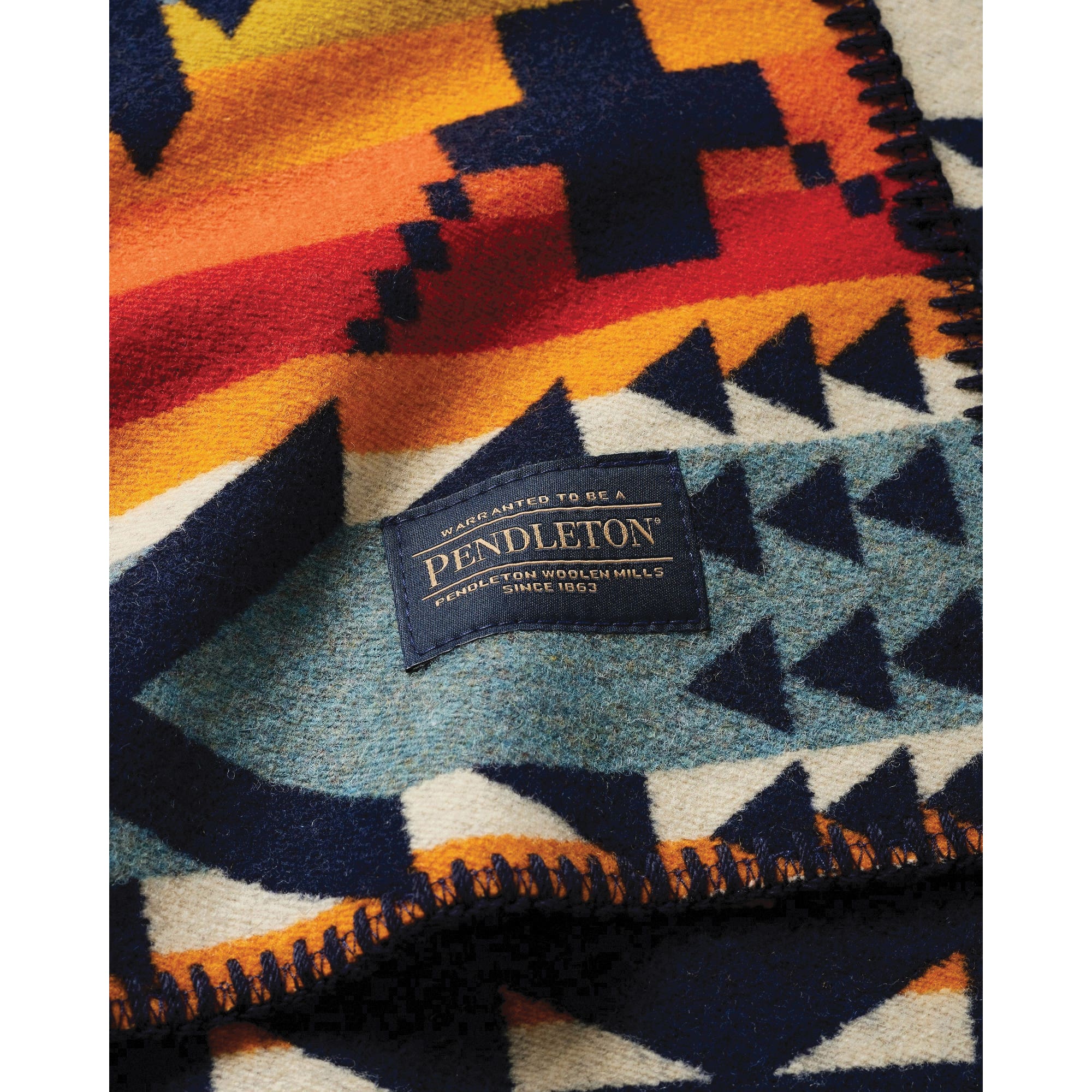 Pendleton Nehalem Series ZG725-57282 Saddle Blanket, 68 in L, 39 in W, Cotton/Wool, Navy