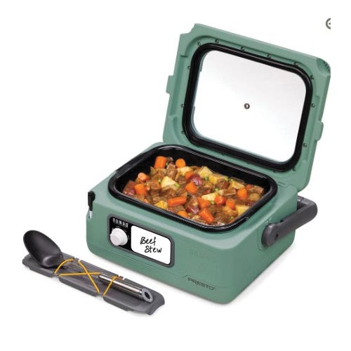 Presto Nomad Series 06016 Traveling Slow Cooker, 6 qt, 120 VAC, 200 W, Button Control, Ceramic/Plastic, Green