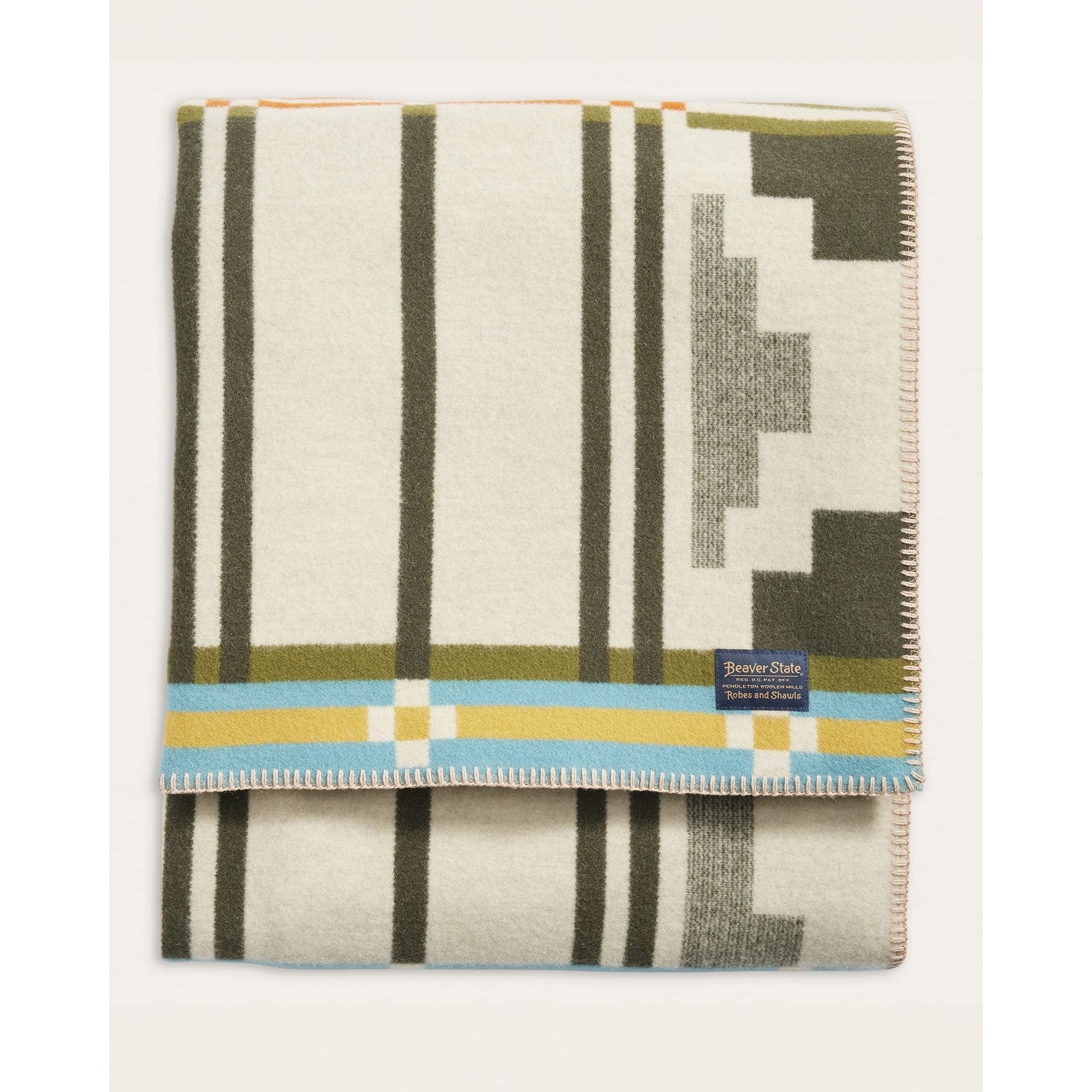 Pendleton ZE477-57340 Robe Blanket, 64 in L, 80 in W, Square Pattern, Cotton/Wool, Seven Springs