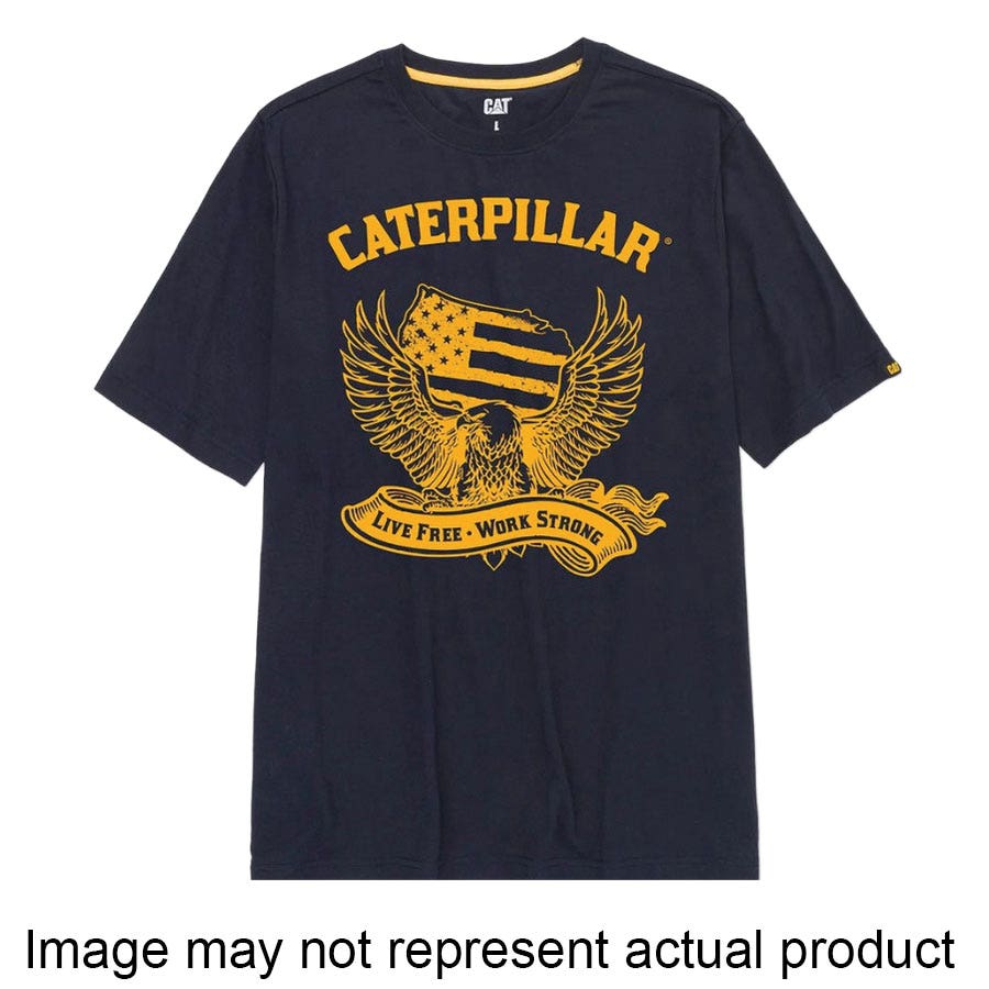 CAT 1010060-14501-M T-Shirt, M, Cotton/Polyester, Bronze, Cactus, Logo Label Graphic Print, Tagless, Classic Fit