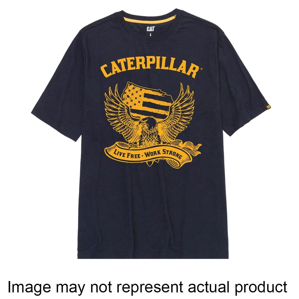 CAT 1010060-14538-L T-Shirt, L, Cotton/Polyester, Black, Canyon, Tagless, Classic Fit